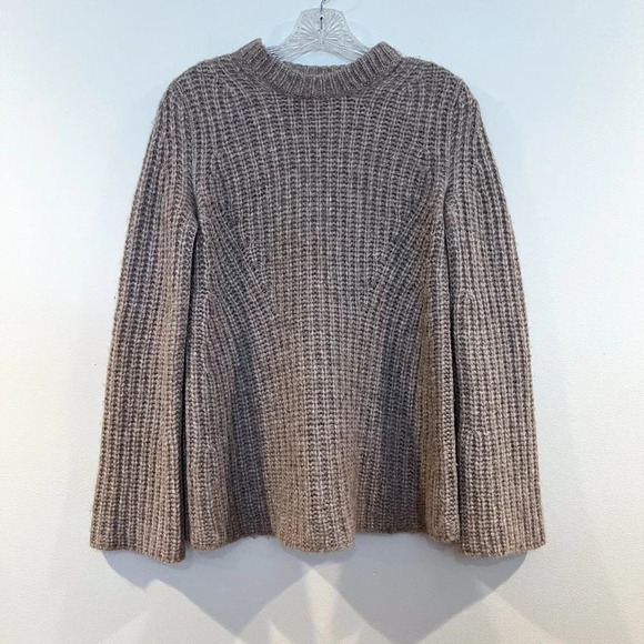 Theory Alpaca Blend Crew Neck Brown Knit Bohemian Classic Designer Sweater P - Picture 3 of 7